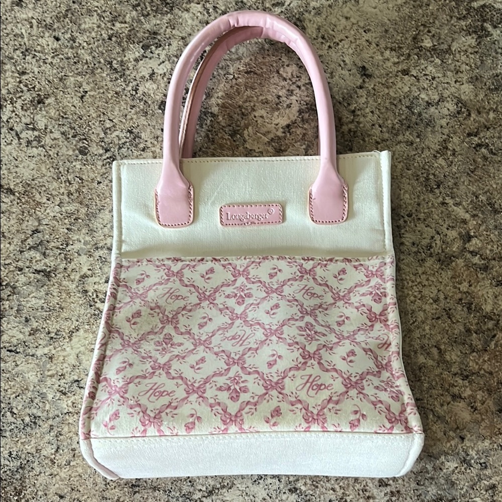 Longaberger Pink and White Hope Bag